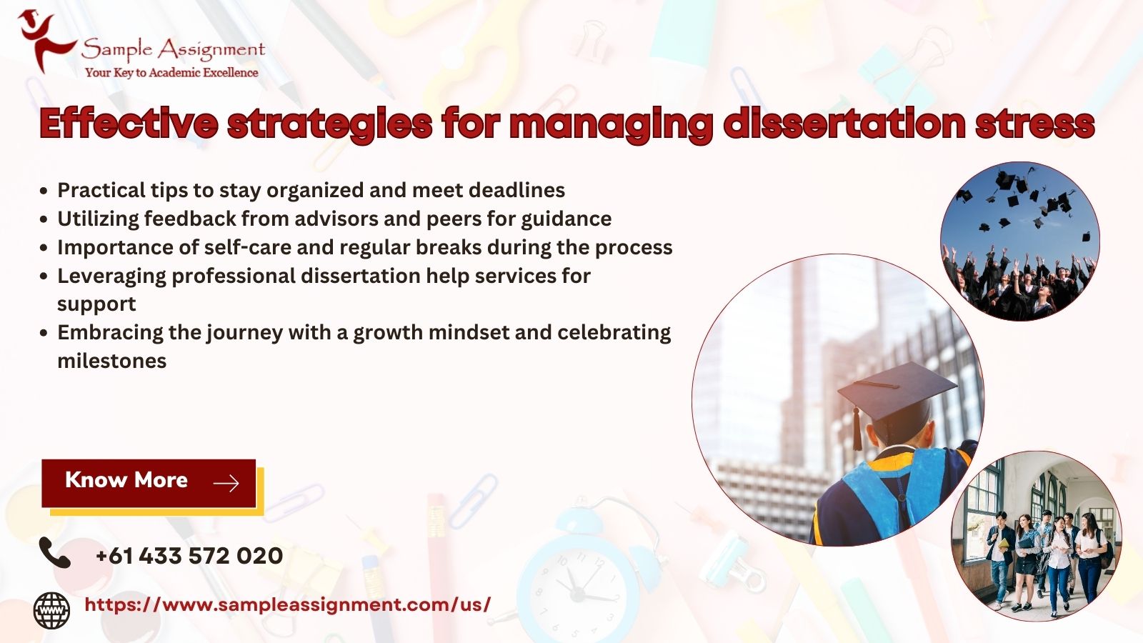 A vibrant image featuring the text overlay reads, "Effective strategies for managing dissertation stress," emphasizing a focus on efficient and reliable academic support.