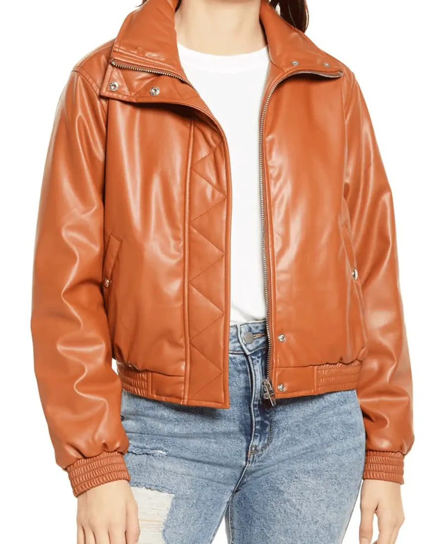 Women’s Brown Bomber Leather Jacket